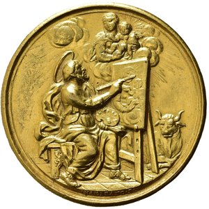 reverse: MEDAGLIE PAPALI. ROMA. Benedetto XIII (1724-1730). Medaglie Extra giubilari per l anno 1725. Medaglia Premio per l Accadeia di San Luca. AE dorato (31,70 g - 42,9 mm) opus hamerani. Miselli 209. BB