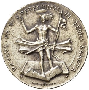 obverse: Medaglie Papali. Paolo VI (1963-1978). Medaglia anno I. Pellegrinaggio in Terra Santa 1964. Ag (41,55 g). SPL