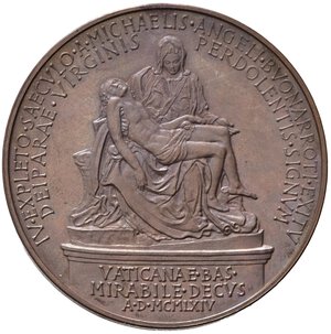 reverse: Medaglie Papali. Paolo VI (1963-1978). Medaglia 1964 anno II. 400° anniversario della morte di Michelangelo. AE. D/busto a destra. R/la Pietà di Michelangelo. Ossidazione al D/. qFDC