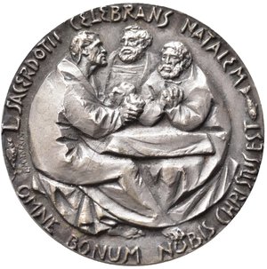 reverse: Medaglie Papali. Paolo VI (1963-1978). Medaglia anno VIII. 50° anniversario del sacerdozio. Ag (55,38 g). Opus Manfrini. qFDC