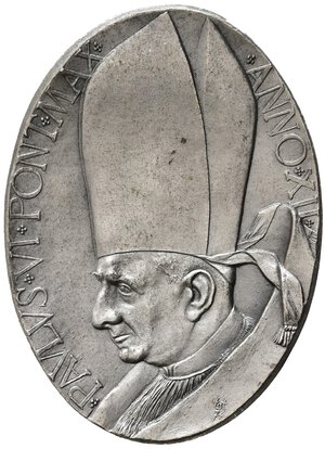 obverse: Medaglie Papali. Paolo VI (1963-1978). Medaglia 1974 anno XII. Il cenacolo a Pentecoste. Ag (40,21 g). FDC