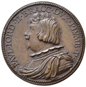 obverse: PERSONAGGI. Paolo Giordano II Orsini (1591-1656) Duca di Bracciano e Principe consorte di Piombino. Medaglia 1635 AE (14,19 g - 32,4 mm). Coniazione postuma. qFDC