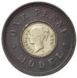 obverse: GRAN BRETAGNA. Victoria. One penny model. Token. BB