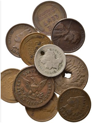 obverse: Stati Uniti. Lotto di 9 monete + 1 gettone. MB