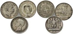obverse: Regno d Italia. Lotto di 3 monete. Ag. MB