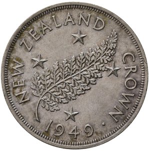 reverse: NUOVA ZELANDA. Giorgio VI. Crown 1949. Ag. SPL+/qFDC