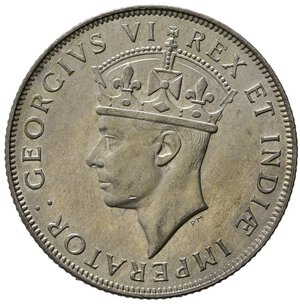obverse: AFRICA ORIENTALE BRITANNICA. East Africa. Giorgio VI. 1 Shilling 1942. Ag. qFDC