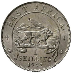 reverse: AFRICA ORIENTALE BRITANNICA. East Africa. Giorgio VI. 1 Shilling 1942. Ag. qFDC