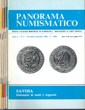 obverse: PANORAMA NUMISMATICO. - Anno I. 1984. 6 fascicoli completo. ill. nel testo. ottimo stato.