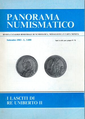 obverse: PANORAMA NUMISMATICO. - N. 0 Settembre, 1983. pp. 38, ill. nel testo. ril ed buono stato molto raro.