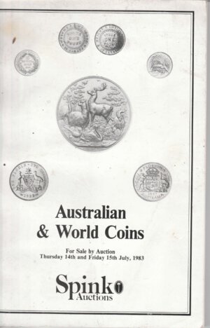 obverse: SPINK. Auction Melbourne 14-15/7/1983: Australian & World Coins. Legatura editoriale, pp. 106, nn. 1734, pl. 34