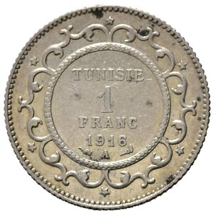 obverse: TUNISIA. 1 Franc 1916 A. Ag. SPL