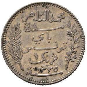 reverse: TUNISIA. 1 Franc 1916 A. Ag. SPL