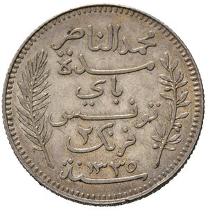 reverse: TUNISIA. 2 Francs 1916 A. Ag. SPL