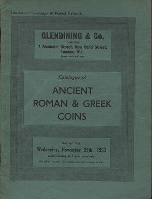 obverse: GLENDINING & CO. London, 25 – November, 1953. Catalogue of ancient Roman & Greek coins. Pp. 24, tavv. 8. Ril. editoriale, buono stato, Spring, 228. M\R, 24