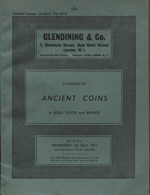 obverse: GLENDINING & CO. London, 7 – July, 1971. Catalogue of ancient coins in gold, silver and bronze. Pp. 45, nn. 461, tavv. 6. Ril. editoriale, buono stato, Spring, 253.  Manville - Robertson, 28