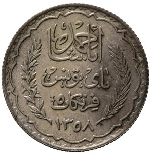 reverse: TUNISIA. Protettorato francese. 5 Francs 1939. Ag. SPL