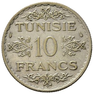 obverse: TUNISIA. 10 Francs 1934-1939. Argento 0.680, 10g, ø 28mm. KM# 262. qSPL