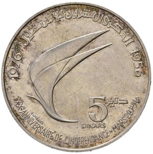 reverse: TUNISIA. 5 Dinars 1976 Habib Bourguiba. Ag. qFDC
