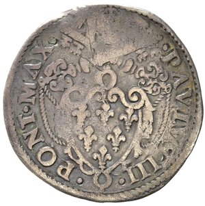 obverse: ANCONA. Stato Pontificio. Paolo III (1534-1549). Giulio con San Paolo. Ag (3,03 g). MIR 898. RR. MB