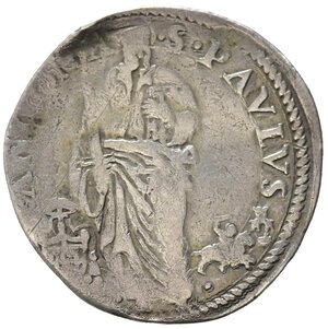 reverse: ANCONA. Stato Pontificio. Paolo III (1534-1549). Giulio con San Paolo. Ag (3,03 g). MIR 898. RR. MB