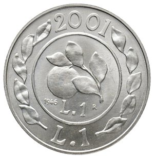 obverse: Storia della Lira - 1 Lira argento 2001