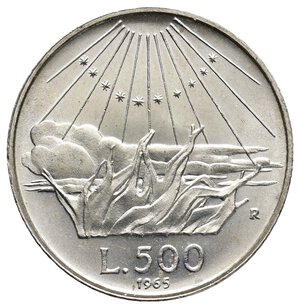 reverse: 500 Lire Dante  argento 1965  FDC Macchie al diritto