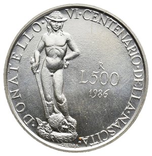 reverse: 500 Lire Donatello argento 1986 FDC