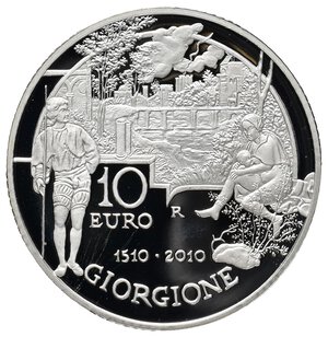 reverse: ITALIA  10 Euro argento 2010 Giorgione PROOF (In confezione Originale)
