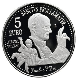 obverse: VATICANO 5 Euro argento 2018 Canonizzazione Paolo VI PROOF (In confezione Originale)
