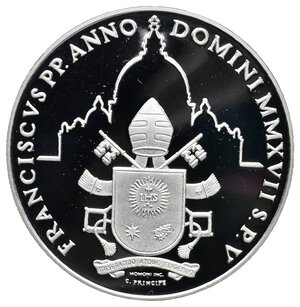 reverse: VATICANO 5 Euro argento 2017 Giornata Mondiale Pace PROOF (In confezione Originale)