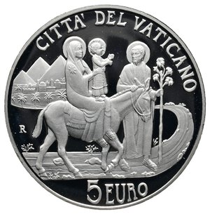 obverse: VATICANO 5 Euro argento 2010 Giornata Del Migrante PROOF (In confezione Originale)