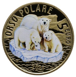 obverse: ITALIA  5 Euro 2021 Orso Polare
