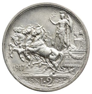 obverse: Vittorio Emanuele III - 2 Lire Quadriga argento 1917 BB-SPL