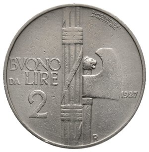 obverse: Vittorio Emanuele III - Buono 2 Lire 1927 BB