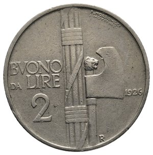 obverse: Vittorio Emanuele III - Buono 2 Lire 1926 BB