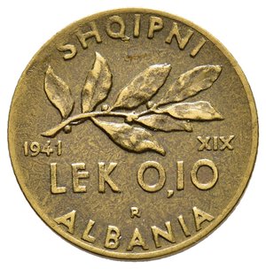 obverse: Vittorio Emanuele III - Colonia albania 0,10 Lek 1941 RARA