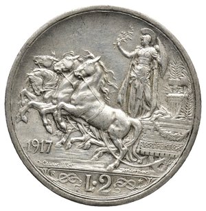 obverse: Vittorio Emanuele III - 2 Lire Quadriga argento 1917 BB+