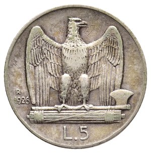 obverse: Vittorio Emanuele III - 5 Lire Aquilotto argento 1926