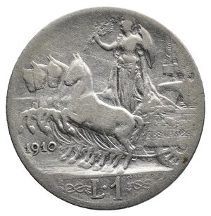 obverse: Vittorio Emanuele III - 1 Lira Quadriga argento 1910 MB-BB