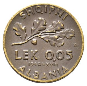 obverse: Vittorio Emanuele III - Colonia albania 0,05 Lek 1940