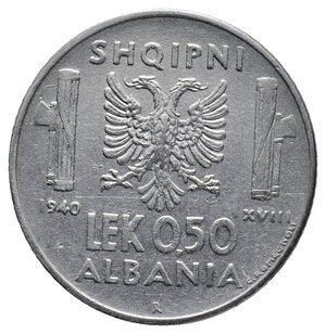 obverse: Vittorio Emanuele III - Colonia albania 0,50 Lek 1940