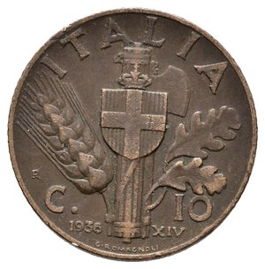 obverse: Vittorio Emanuele III - 10 Centesimi Impero 1936