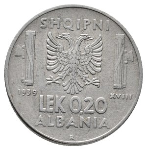 obverse: Vittorio Emanuele III - Colonia albania 0,20 Lek 1939