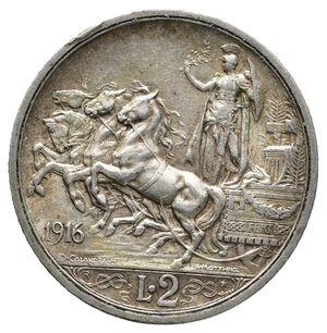 obverse: Vittorio Emanuele III - 2 Lire Quadriga argento 1916 BB-SPL
