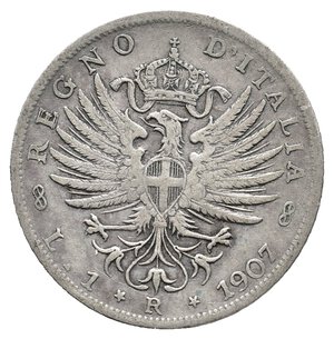obverse: Vittorio Emanuele III - 1 Lira Aquila argento 1907 MB-BB