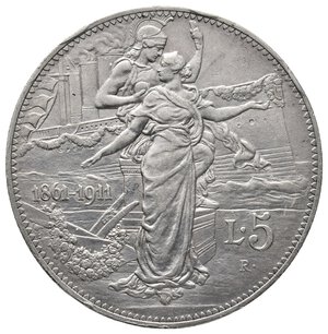 obverse: Vittorio Emanuele III - 5 Lire Cinquantenario argento 1911 BB+