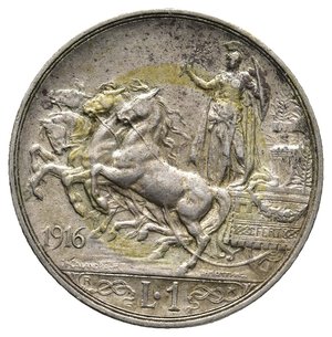 obverse: Vittorio Emanuele III - 1 Lira Quadriga argento 1916