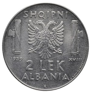 obverse: Vittorio Emanuele III - Colonia albania 2 Lek 1939
