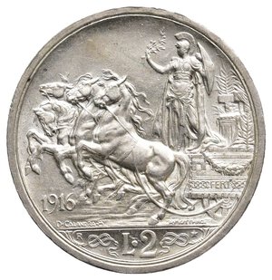 obverse: Vittorio Emanuele III - 2 Lire Quadriga argento 1916 FDC ECCEZIONALE